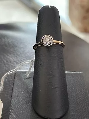 Antique 14K Two Tone Mine Cut Engagement Ring Solitaire Circa 1900 • $785