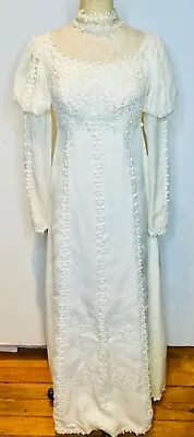 Vtg 60's Romantic Victorian Boho Ivory Chiffon Wedding Dress Cottagecore*xs/s • $209