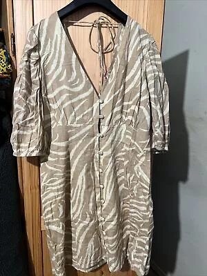 Brown Zebra Print Mini Dress Safari Uk 12  • £6