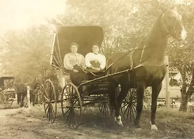 RPPC Horse Drawn Buggy Women Dirt Road Id’d Mertie C. Ontario CA 1910 #263 • $7.99