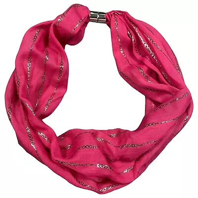 Magnetic Clasp Scarf Link Chain Print Spring Summer Blue Pink White Easy Wear • £14.95