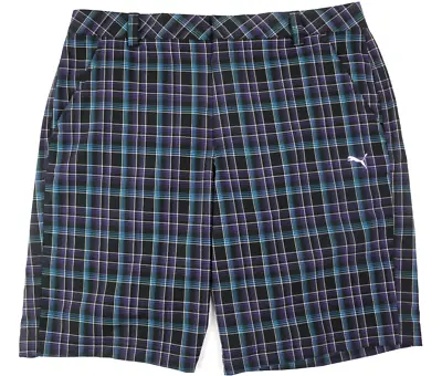 Puma Golf Shorts Mens 36 Black/Purple Dry Cell Golf Plaid Lightweight 36x11 • $17.73