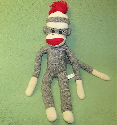 $25 • Buy 21  Sock Monkey Sad Plush Schylling Solid Brown Stuffed Animal Red Lips Doll