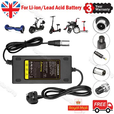 Charger For Li-ion / Lead Acid Battery Electric Scooter Ebike Hoverboard Bike UK • £10.99