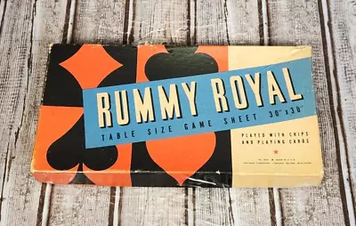 VINTAGE Rummy Royal Game Sheet Large 30 X30  Mat Box Whitman 1937 Wisconsin USA • $29.99