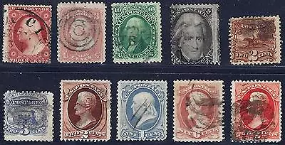 US 1857 1873 COLL OF 10 CLASSICS Sc 26 65 68 73 113 114 146 156 159 178 VERY SOU • $222.69