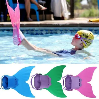 Women Kids Girls Mermaid Tail Monofin Swimming Costumes Swimmable Flippers • £10.50