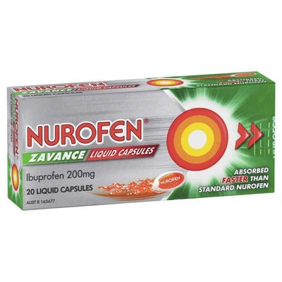 $7.49 • Buy Nurofen Zavance Fast Pain Relief Liquid Capsules 200mg Ibuprofen 20 Pack