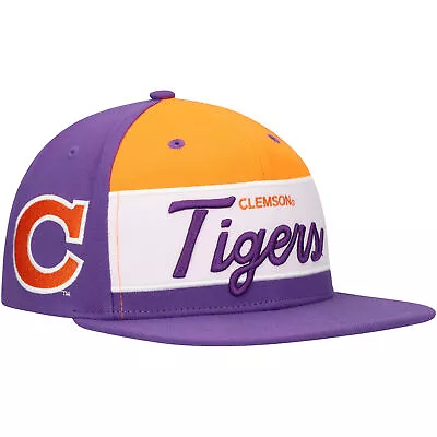 Men's Mitchell & Ness White/Purple Clemson Tigers Retro Sport Color Block Script • $34.99