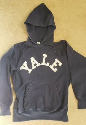 Vintage Hand Stitched Weave Yale Ivy League Hoody Sweatshirt Large (L) Navy Blue • $299.99