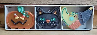 Midwest Of Cannon Falls 3 Halloween Candle Tealights Pumpkin Black Cat Witch Set • $29.99