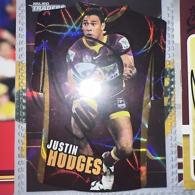 Justin Hodges Signed 2009 Select Champions Jersey NRL Card Brisbane Broncos • $5