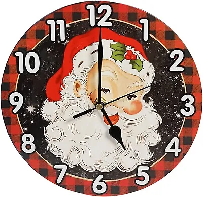 Xmas Haus 9  Christmas Decorative Festive Wall Clock Red Santa Design • £6.99