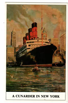 Cunard Line - Post Card Of MARINE ART POSTERS #13 In New York! • $5.25