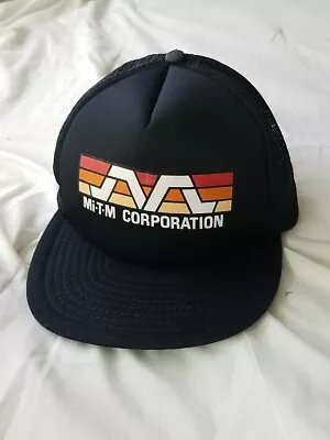 Black Mi-T-M Corporation Trucker Hat Cap Adjustable Snapback Padded W Mesh Back • $9.99