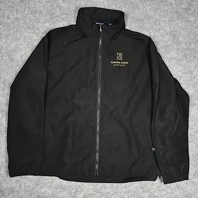 Turning Stone Black Hooded Windbreaker Light Jacket Men's XXXL Embroidered • $29