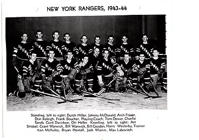 VINTAGE ORIGINAL 1943 1944 NEW YORK RANGERS 8x10 TEAM PHOTO NHL HOCKEY • $150