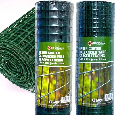 PVC Coated Wire Mesh Fencing 10M X 0.9M Height Green Galvanised Garden Fence • £25.99