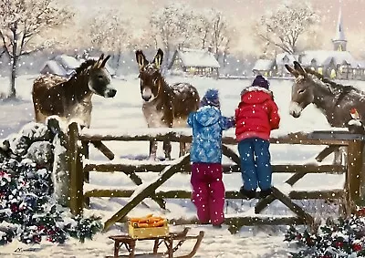 CHARITY CHRISTMAS CARD~ AIR AMBULANCE~ FEEDING DONKEYS~SEE DESCR~SINGLE 17x12cm • £2.20