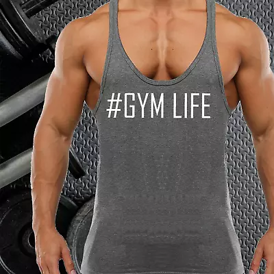 # Gym Life Gym Vest Stringer Bodybuilding Muscle Training Top Fitness Singlet • £8.99