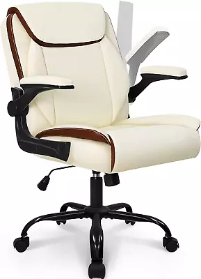 Office Chair Adjustable Desk Chair Mid Back Executive Comfortable PU Leather Erg • $108.99