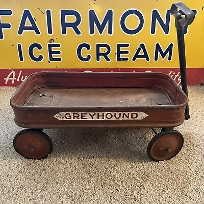 Antique Greyhound Toy Metal Childs Wagon 1930-1940’s Rare Rubber Wheels • $165
