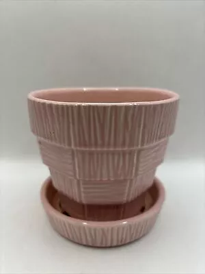 McCoy Pottery Pink Basketweave 4 Inch Planter With Saucer • $32