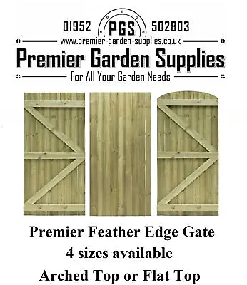 Premier Semi Braced Feather Edge / Closeboard Garden Gate Flat/Arched 4 Sizes • £70