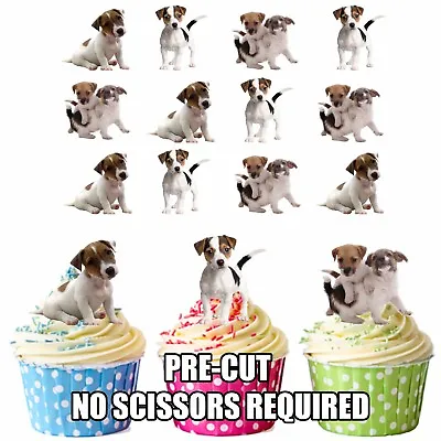 PRECUT Jack Russell Dogs Puppy 12 Edible Cupcake Toppers Decorations Birthdays  • £3.99