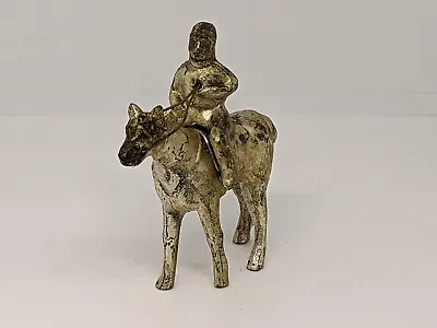 Vintage Miniature METAL HORSE W/ Rider  Jockey • $9.50
