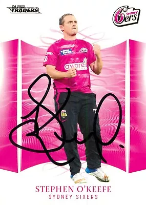 Signed 2023 2024 Sydney Sixers BBL Cricket TLA Traders Card - Stephen O'Keefe • $9.99