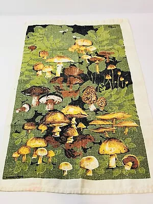 Vintage TEA Towel Linen Bob Goryl Mushrooms MCM Dish Cloth Retro 24x15 • $19.74