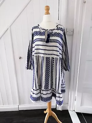Ladies Marks And Spencer Beach Dress Blue & White Plus Size 24 NWT • £9.49