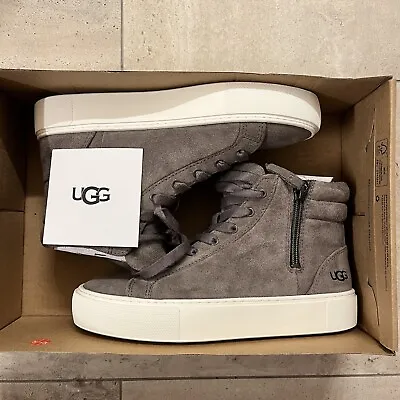 Size 7 NEW UGG Womens Leather Platform Fashion Boots Sneakers Shoes Gray • $79