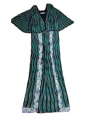 Mary Katrantzou Women's 4 Cut Out Front Long Maxi Dress Wavy Print Front Slits • $156.17