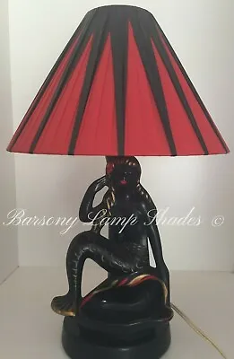 PLASTIC RIBBON MEDIUM  COOLIE  RED With BLACK LAMPSHADE For BARSONY LADY LAMP • $110