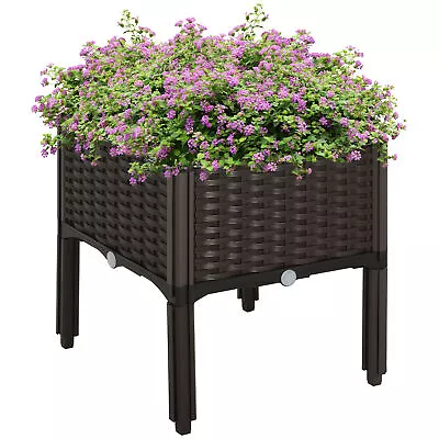 Outsunny Elevated Flower Bed Vegetable Herb Planter Plastic Refurbished • £15.99