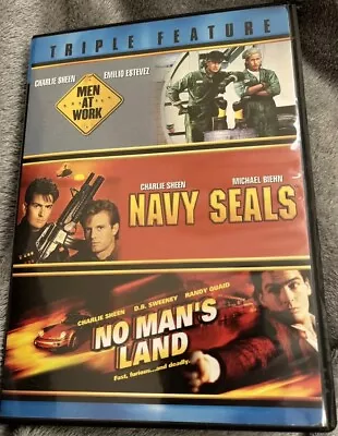 Triple Feature: Men At Work Navy Seals No Mans Land (3) DVD Set. Charlie Sheen • $7.49