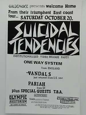 $14.95 • Buy Suicidal Tendencies One Way System At The Olympic In La Punk Rock Concert Poster