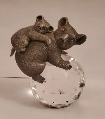 Vintage Swarovski Trimlite Mother & Child Koala Paperweight Pewter & Crystal • $154.90