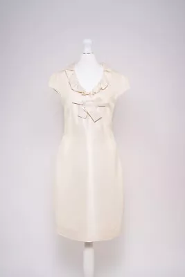 VALENTINO Silk Cream/White Dress UK8 Made In Italy Wedding Occasion Bow • £225