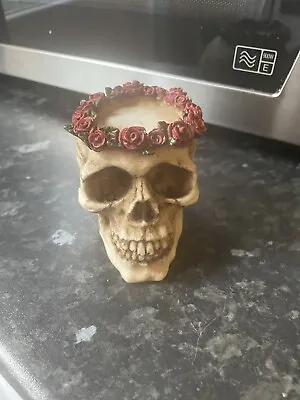 Latex Rubber Mould Skull With Rose Crown Tea Light Candle Holder Mold Craft • £8.50