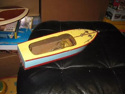 Vintage C.1950s-60s Wooden Boat With TMY KM2 Motor  #2 • $139.99