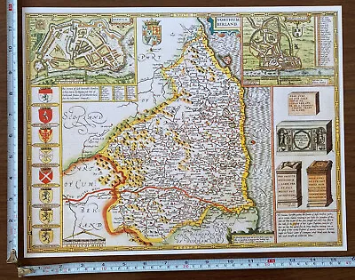 £9.99 • Buy Old Tudor Poster Map Of Northumberland: Speed 1600's 15.5  X 12 Reprint Antique