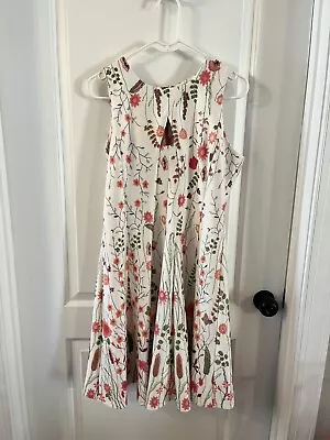 Gabby Skye Size 14 Dress White Floral Spring Butterfly Garden A Line • $18.69