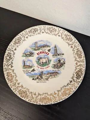 Vintage State Plate Nebraska 'The Beef State' 9  Inch High • $10