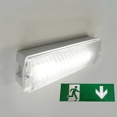 Led Emergency Light Down Bulkhead Exit Sign Ip65 Maintained Or Non Maintained Uk • £12.69