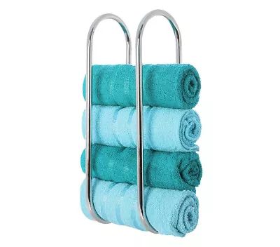 Towel Chrome Wall Mounted Bathroom Rail Holder Double Storage Rack Shelf Bar • $12.32