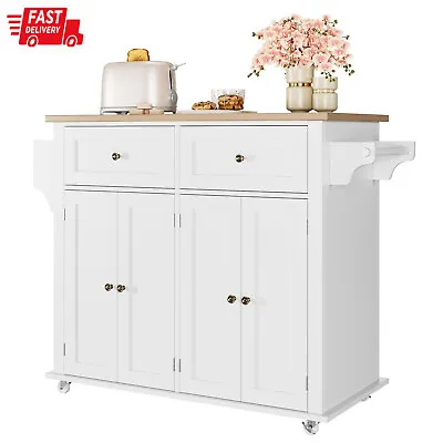 Kitchen Island Storage Cabinet Table Rolling Kitchen Cart On Wheels With Drawers • $169.99