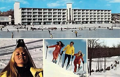 PA Mt Pocono MOUNT AIRY LODGE 1972 Ski Area SKATING SNOWMOBILES Postcard D3 • $2